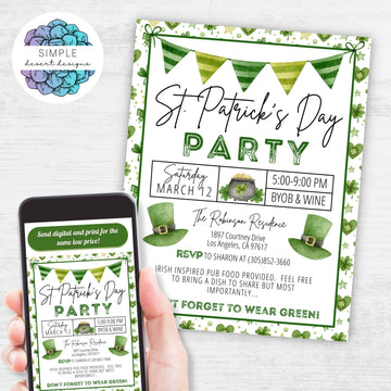 st patricks day party invitation flyers templates for school church or nighborhood block party
